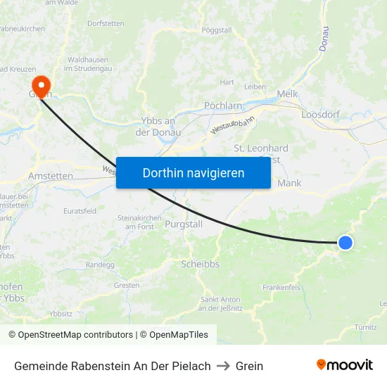 Gemeinde Rabenstein An Der Pielach to Grein map