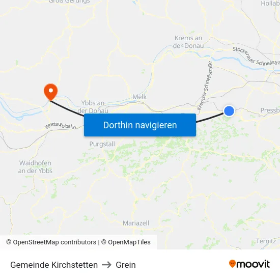 Gemeinde Kirchstetten to Grein map