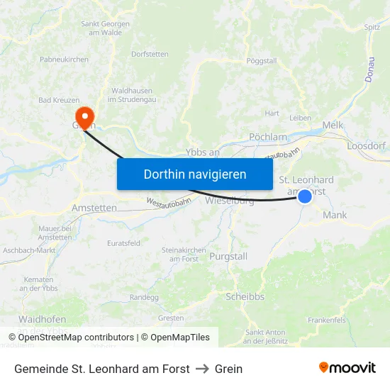 Gemeinde St. Leonhard am Forst to Grein map