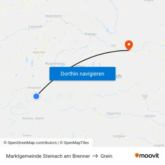 Marktgemeinde Steinach am Brenner to Grein map