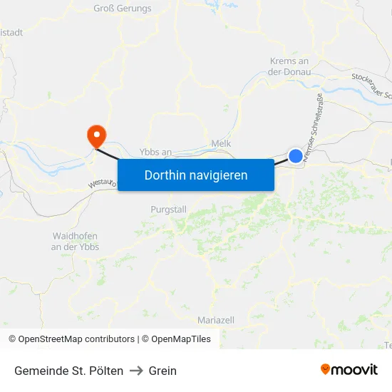 Gemeinde St. Pölten to Grein map