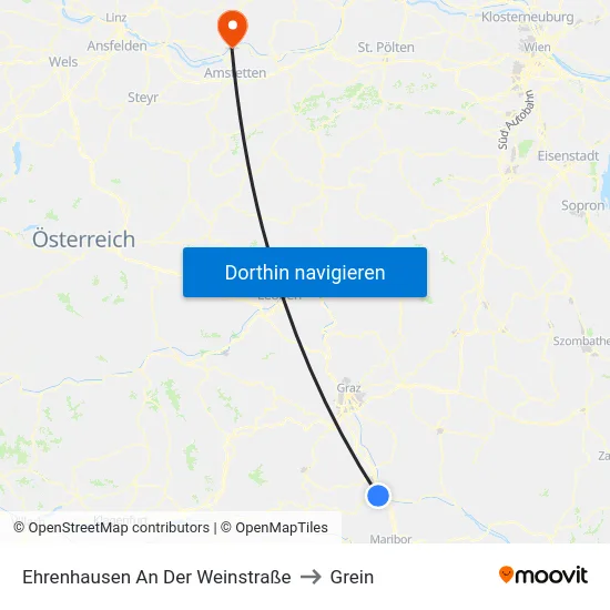 Ehrenhausen An Der Weinstraße to Grein map