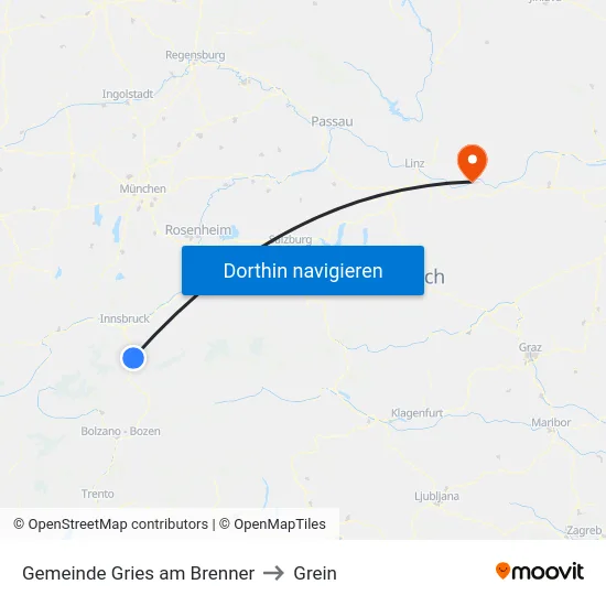 Gemeinde Gries am Brenner to Grein map