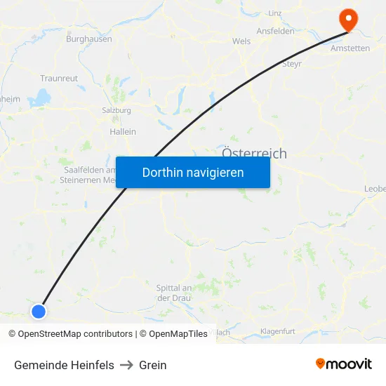 Gemeinde Heinfels to Grein map