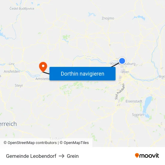 Gemeinde Leobendorf to Grein map