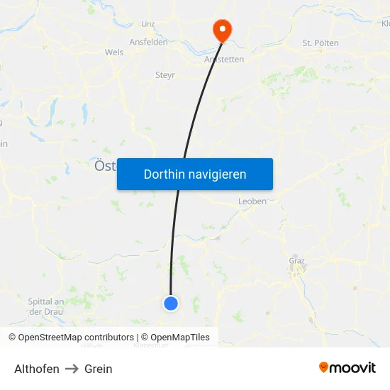 Althofen to Grein map