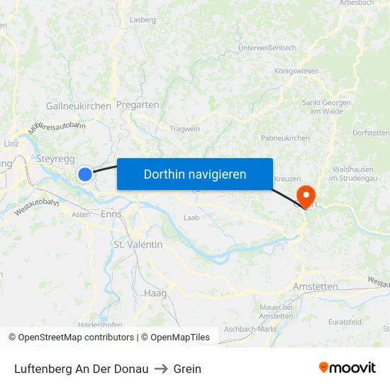 Luftenberg An Der Donau to Grein map