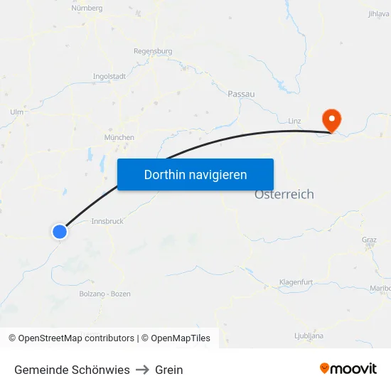 Gemeinde Schönwies to Grein map