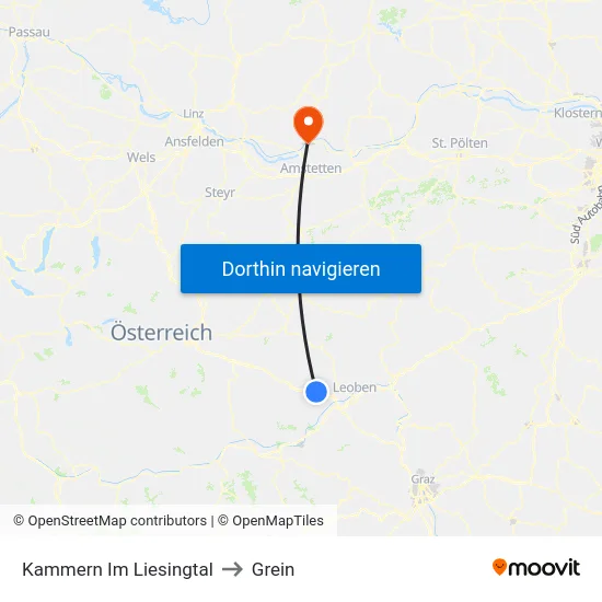 Kammern Im Liesingtal to Grein map