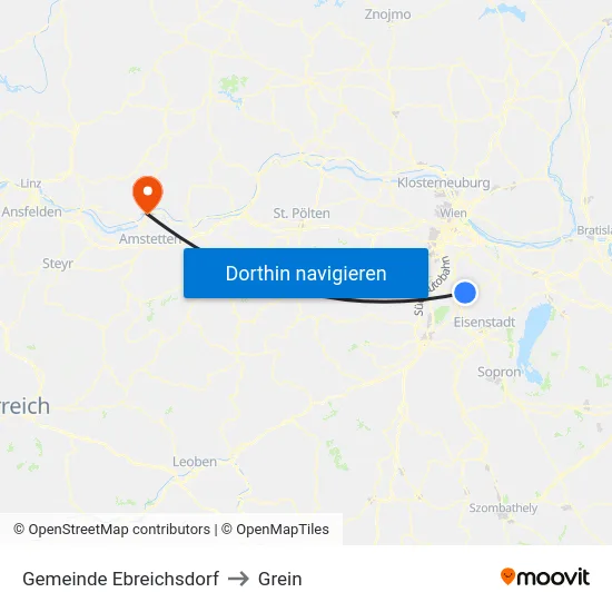 Gemeinde Ebreichsdorf to Grein map