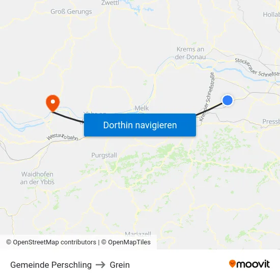 Gemeinde Perschling to Grein map