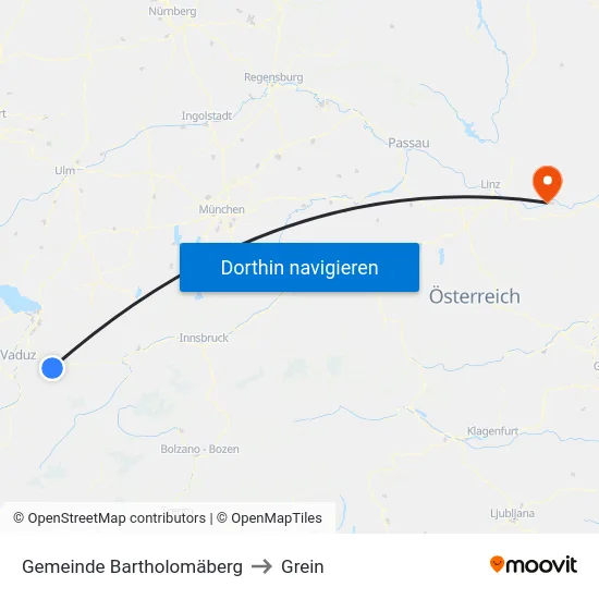 Gemeinde Bartholomäberg to Grein map