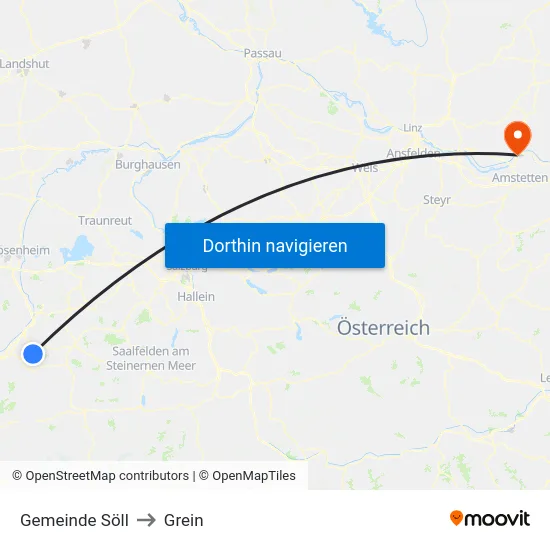 Gemeinde Söll to Grein map