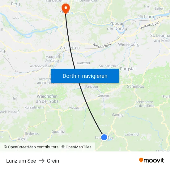Lunz am See to Grein map