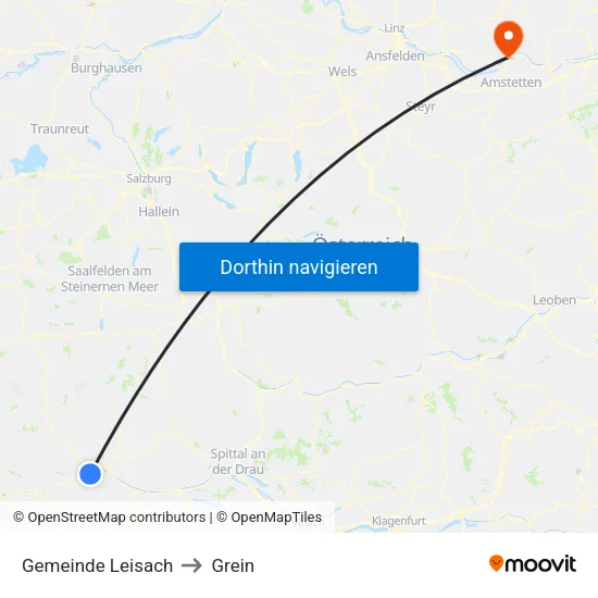 Gemeinde Leisach to Grein map
