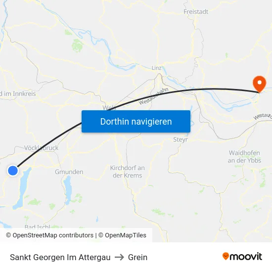 Sankt Georgen Im Attergau to Grein map
