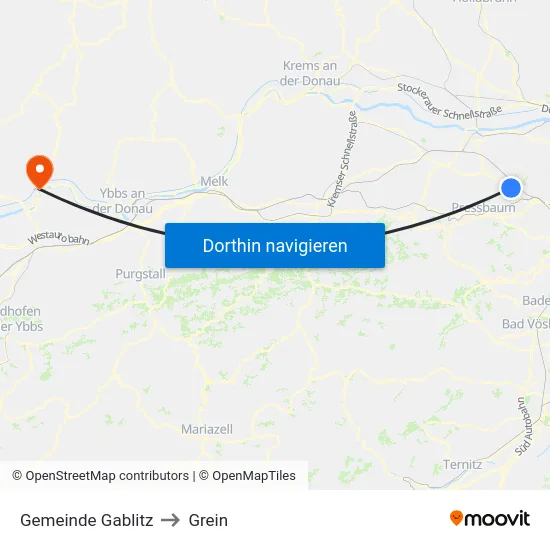 Gemeinde Gablitz to Grein map