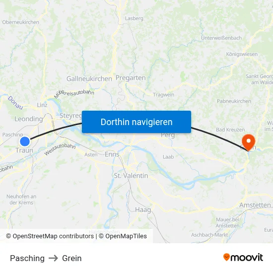 Pasching to Grein map