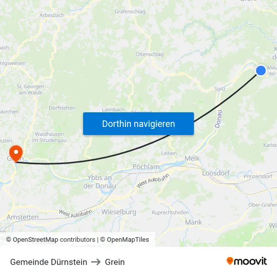 Gemeinde Dürnstein to Grein map
