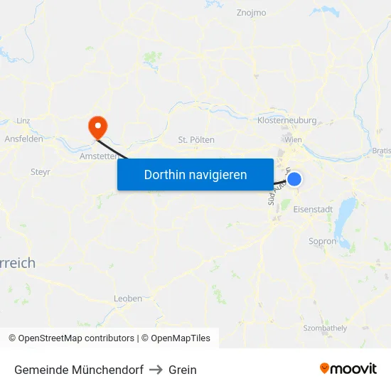 Gemeinde Münchendorf to Grein map