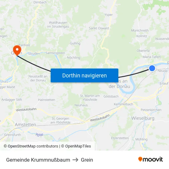 Gemeinde Krummnußbaum to Grein map