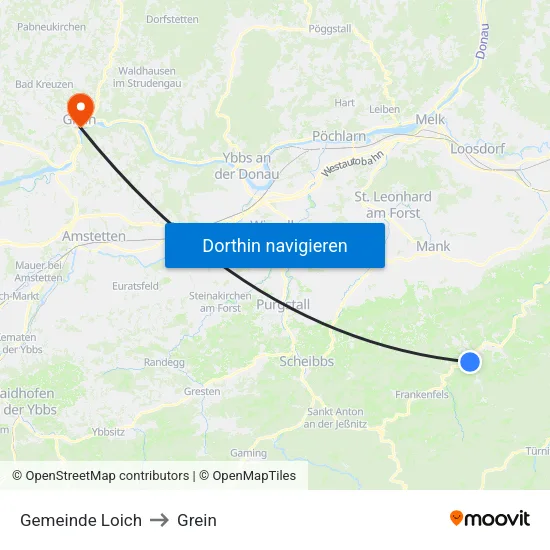 Gemeinde Loich to Grein map