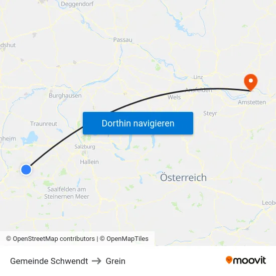 Gemeinde Schwendt to Grein map