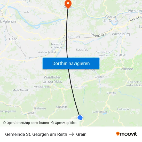 Gemeinde St. Georgen am Reith to Grein map