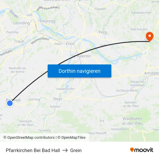 Pfarrkirchen Bei Bad Hall to Grein map