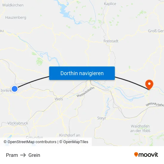 Pram to Grein map