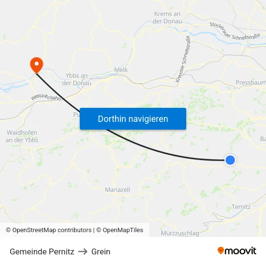 Gemeinde Pernitz to Grein map