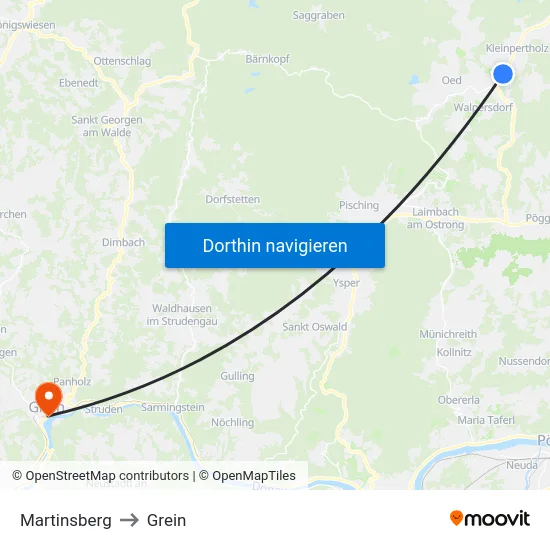 Martinsberg to Grein map