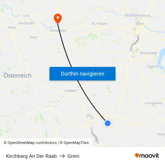 Kirchberg An Der Raab to Grein map
