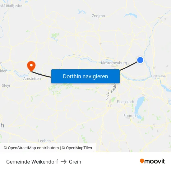 Gemeinde Weikendorf to Grein map