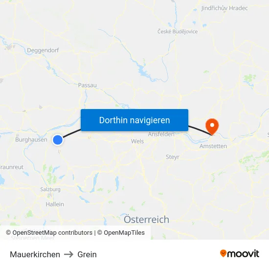 Mauerkirchen to Grein map