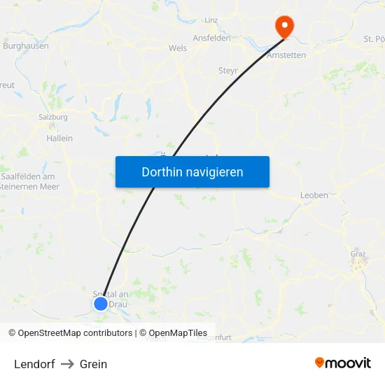 Lendorf to Grein map