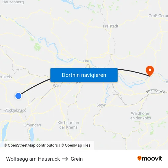 Wolfsegg am Hausruck to Grein map