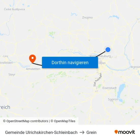 Gemeinde Ulrichskirchen-Schleinbach to Grein map