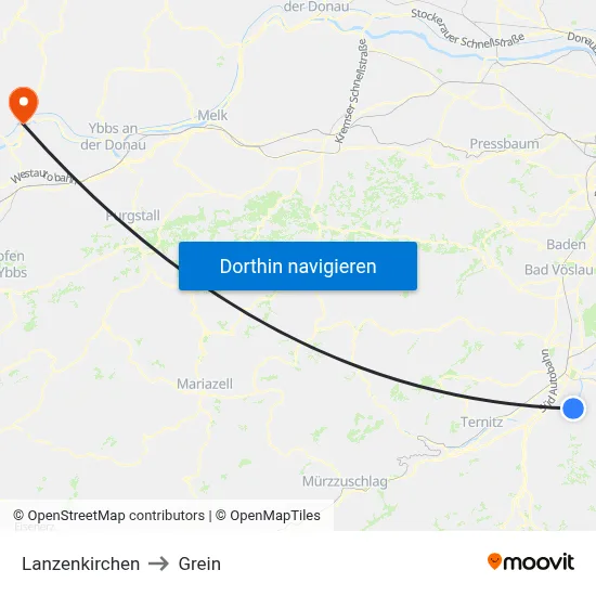 Lanzenkirchen to Grein map