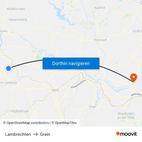 Lambrechten to Grein map