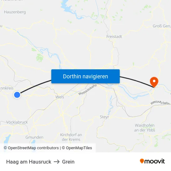 Haag am Hausruck to Grein map