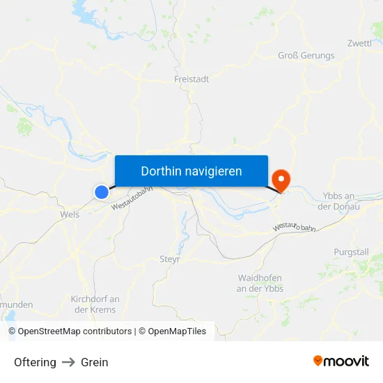Oftering to Grein map