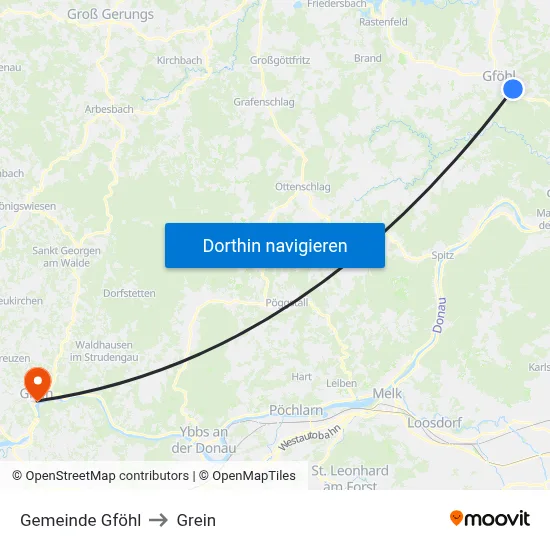 Gemeinde Gföhl to Grein map