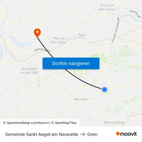 Gemeinde Sankt Aegyd am Neuwalde to Grein map