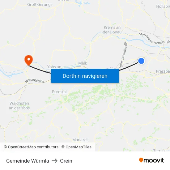 Gemeinde Würmla to Grein map