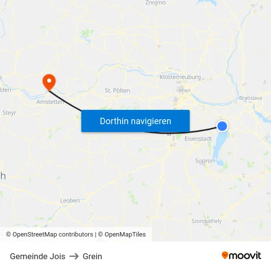 Gemeinde Jois to Grein map
