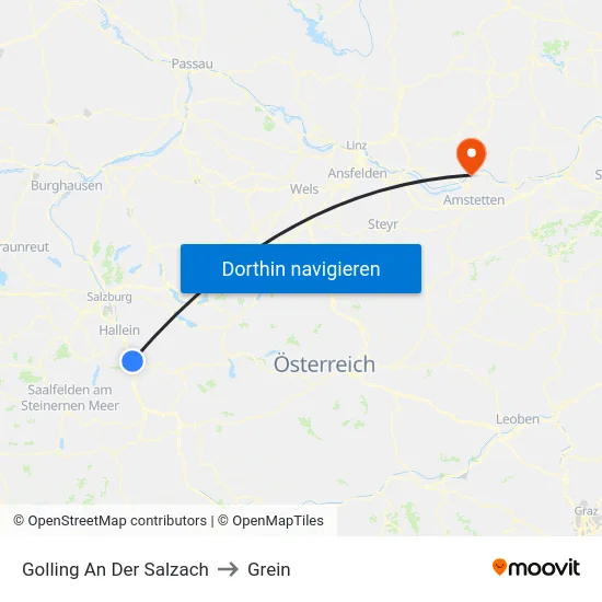 Golling An Der Salzach to Grein map