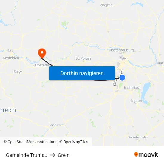 Gemeinde Trumau to Grein map