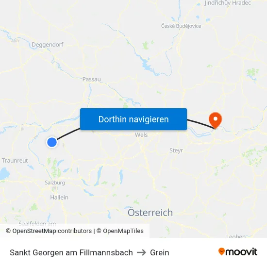 Sankt Georgen am Fillmannsbach to Grein map