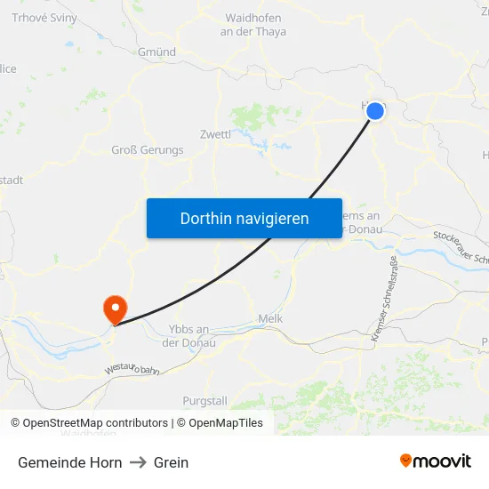 Gemeinde Horn to Grein map